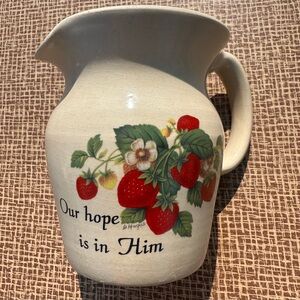Our Hope is in Him strawberry stoneware pitcher